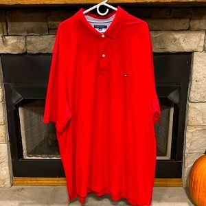 Mens Tommy Hilfiger short sleeve red polo